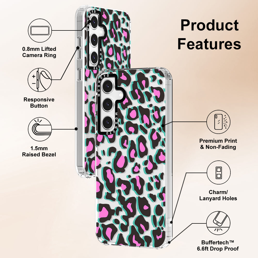 Hot Pink Leopard Print Phone Case - Samsung Galaxy S24 FE Case - MOSNOVO