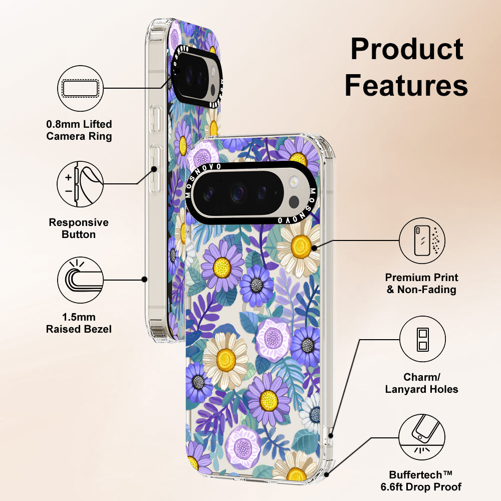 Purple Floral Phone Case - Google Pixel 9 Pro Case