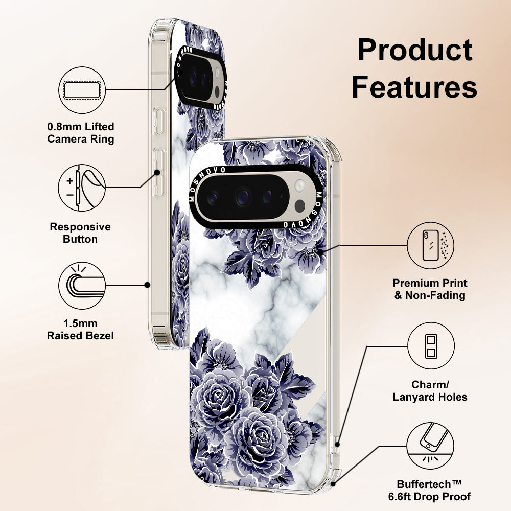 Purple Flower Marble Phone Case - Google Pixel 9 Pro Case