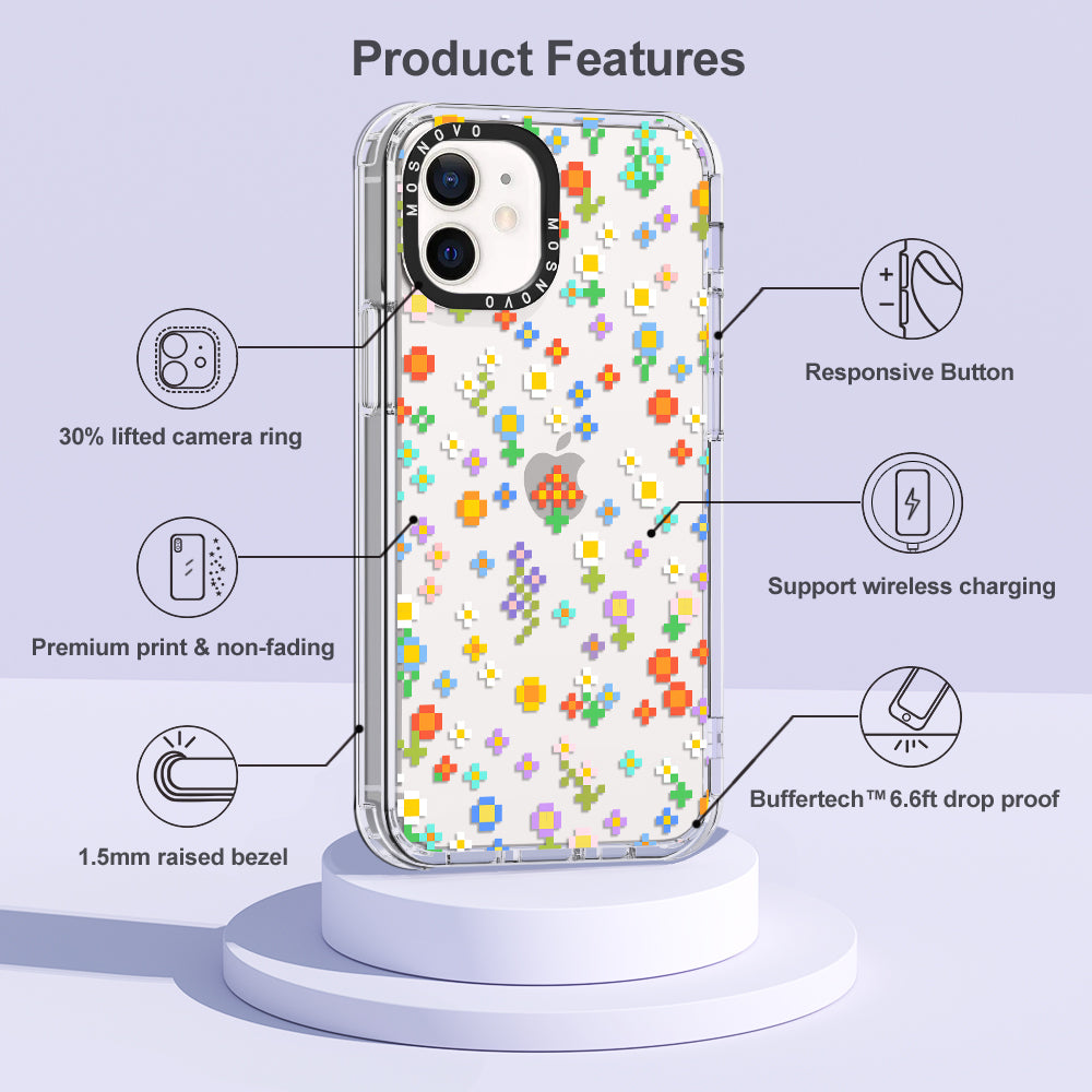 Pixel-Floral Phone Case - iPhone 12 Pro Case