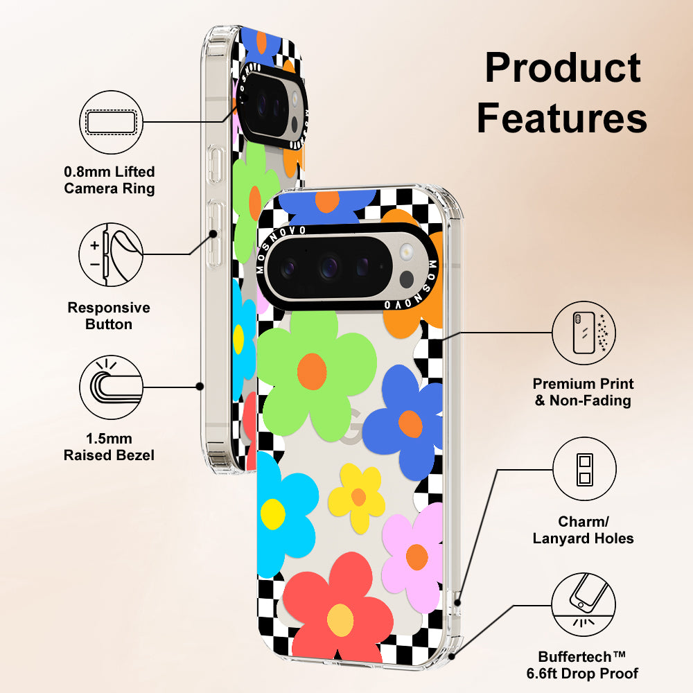 60's Checkered Floral Phone Case - Google Pixel 9 Pro XL Case