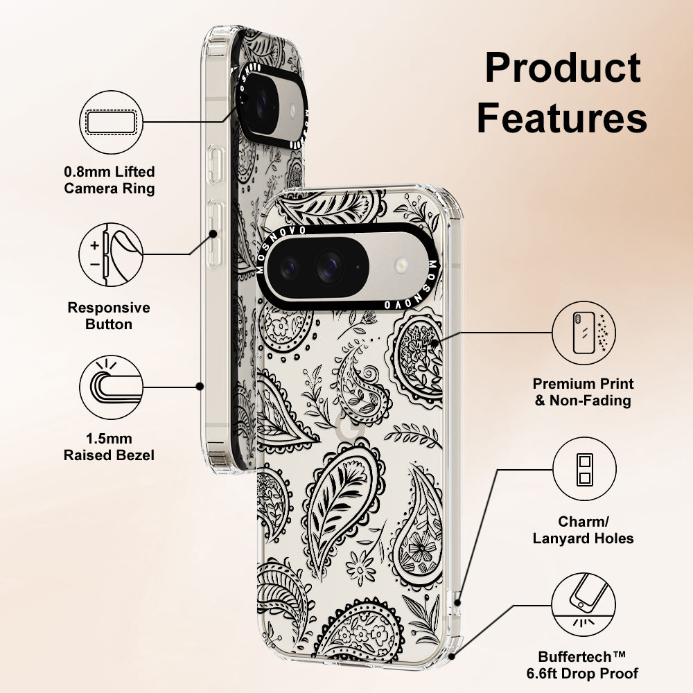 Black Paisley Phone Case - Google Pixel 9 Case