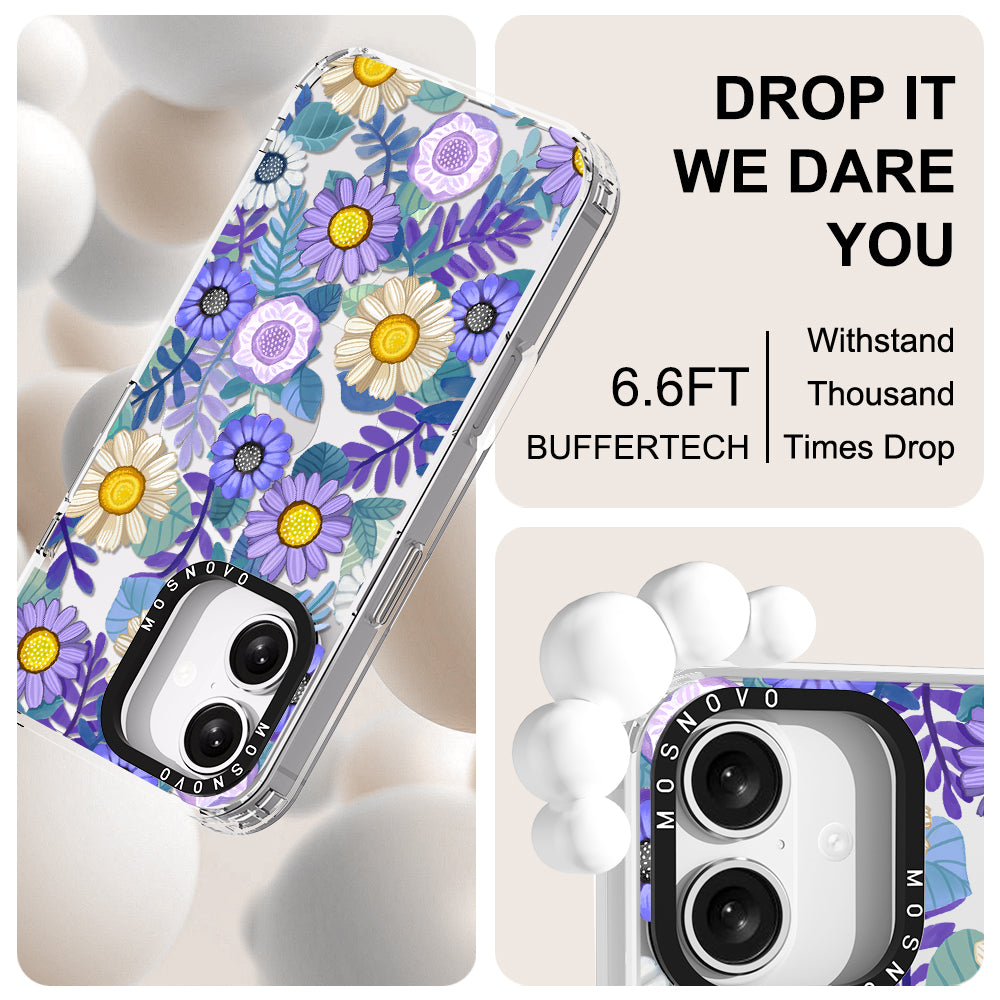 Purple Floral Phone Case - iPhone 16 Plus Case - MOSNOVO