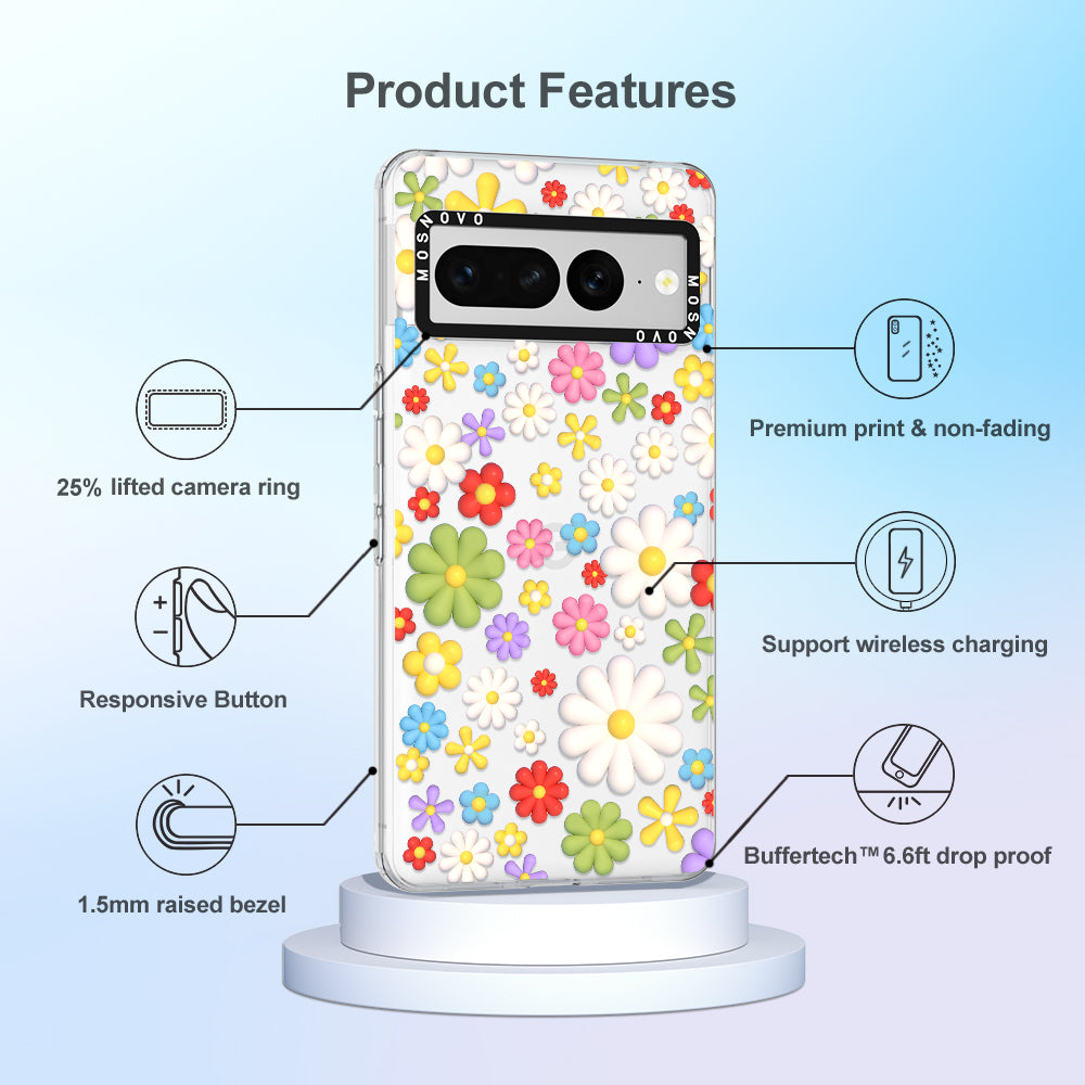 3D Flowers Phone Case - Google Pixel 7 Pro Case