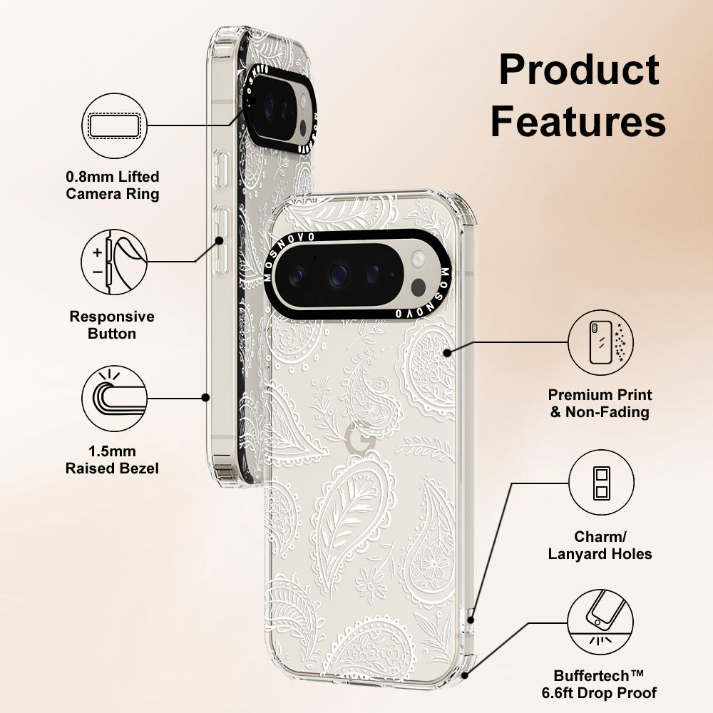 White Paisley Phone Case - Google Pixel 9 Pro Case