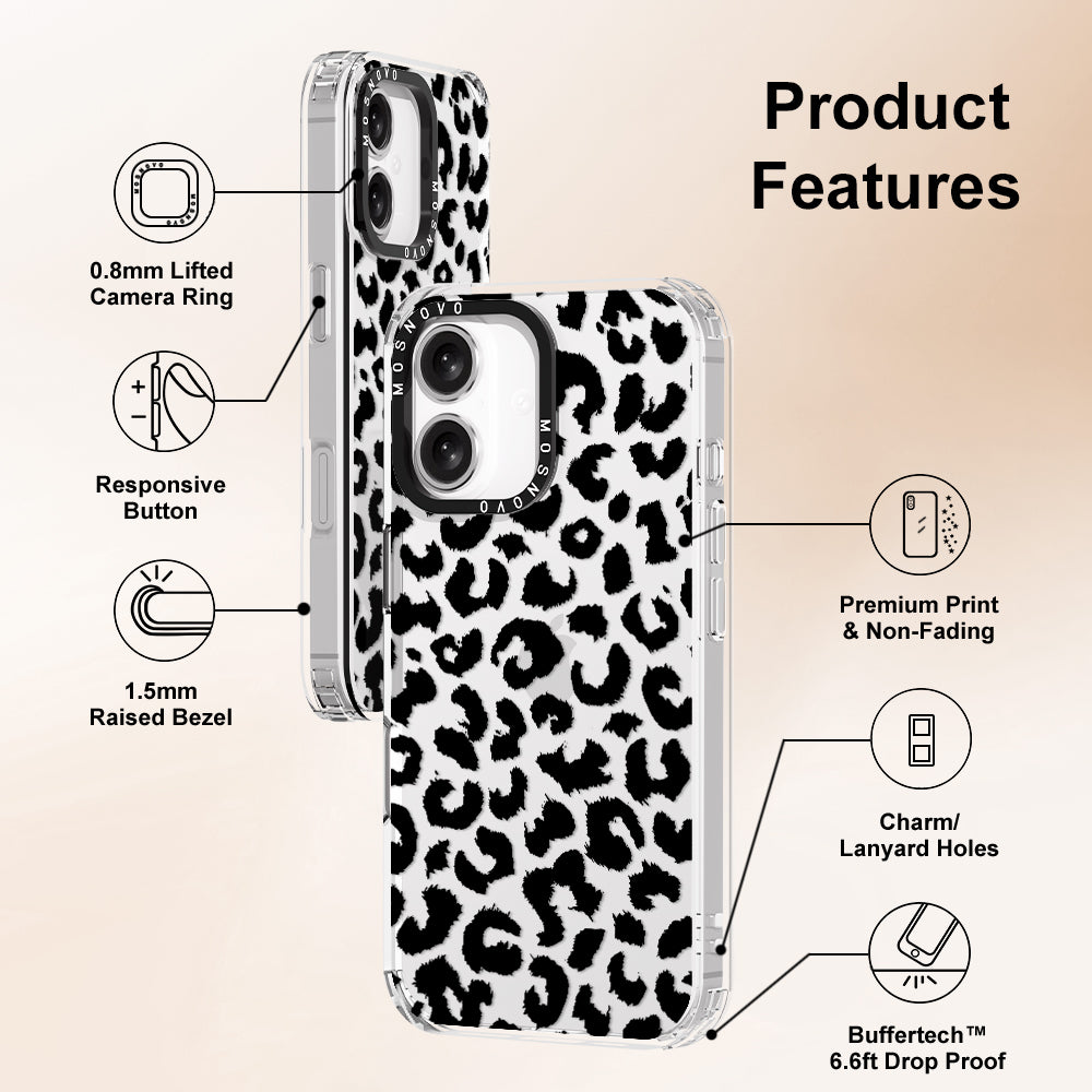 Black Leopard Phone Case - iPhone 16 Case - MOSNOVO