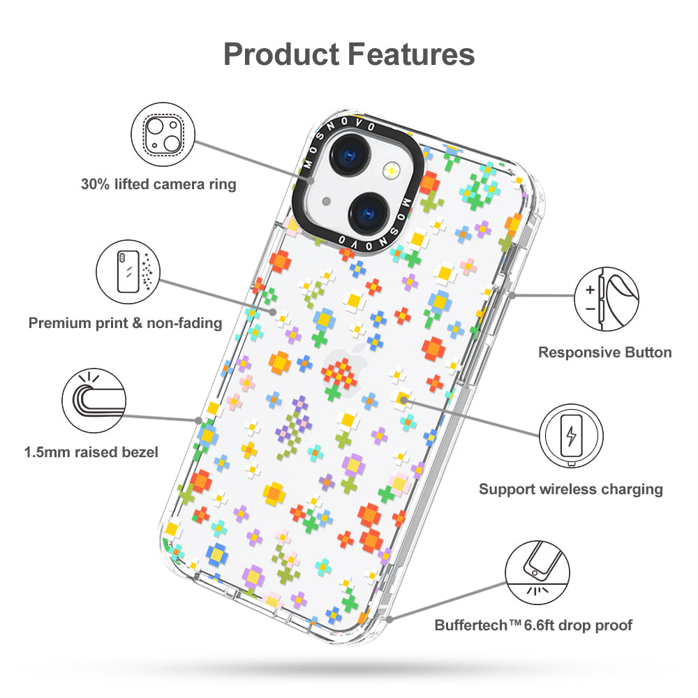 Pixel-Floral Phone Case - iPhone 13 Mini Case