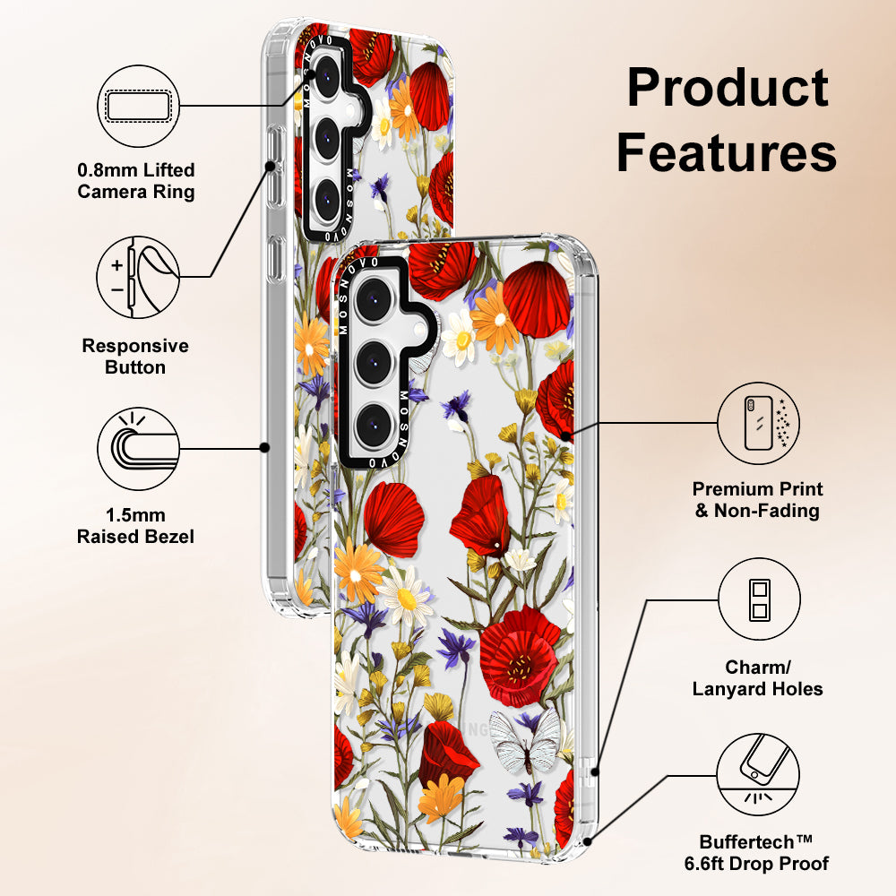 Poppy Floral Phone Case - Samsung Galaxy S24 FE Case - MOSNOVO