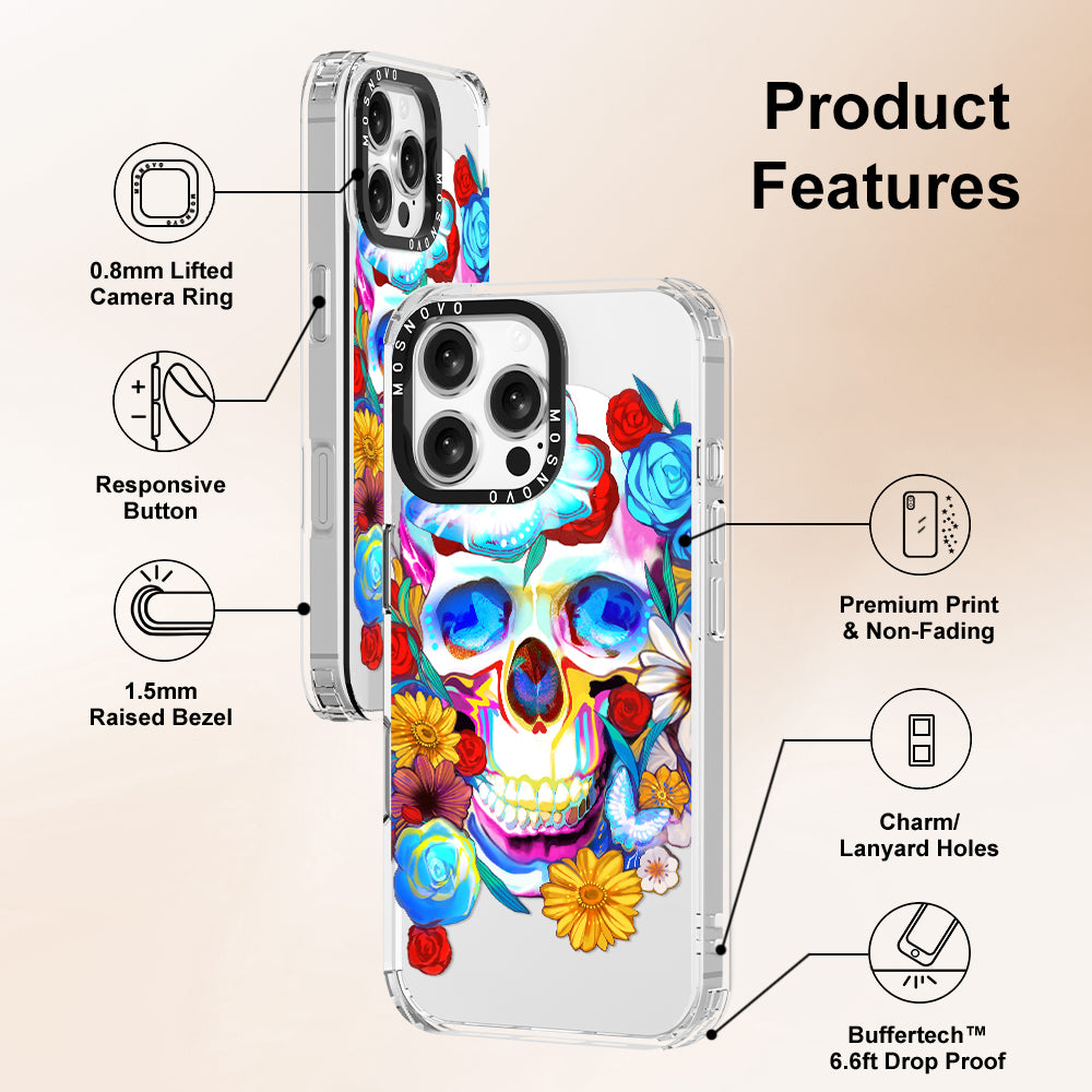 Neon Skull Phone Case - iPhone 16 Pro Max Case - MOSNOVO