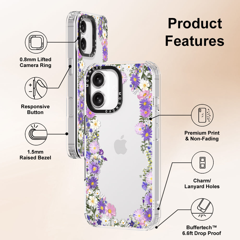 Purple Daisy Garden Phone Case - iPhone 16 Plus Case - MOSNOVO