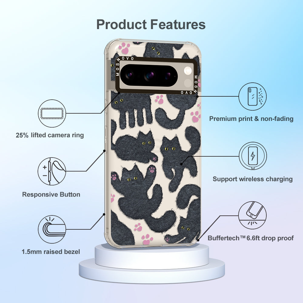 Black Furry Cat Phone Case - Google Pixel 8 Pro Case