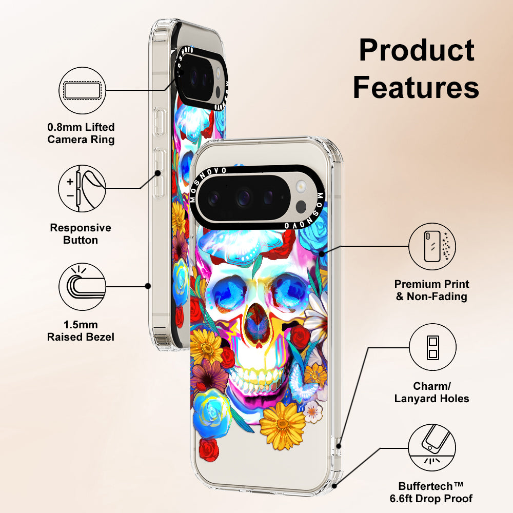 Sugar Flower Skull Phone Case - Google Pixel 9 Pro Case