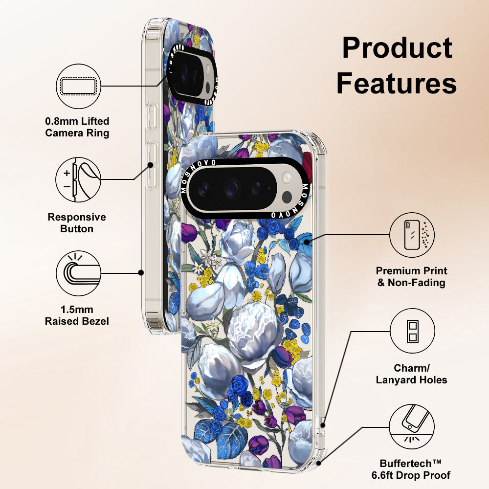 Purple Blue Floral Phone Case - Google Pixel 9 Pro XL Case