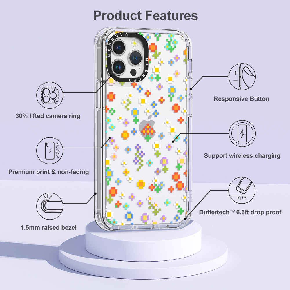 Pixel-Floral Phone Case - iPhone 12 Pro Max Case