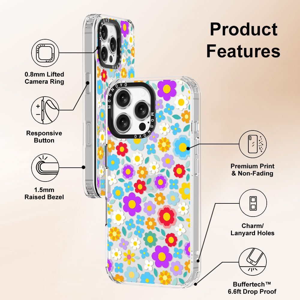 Retro Flower Phone Case - iPhone 16 Pro Max Case - MOSNOVO