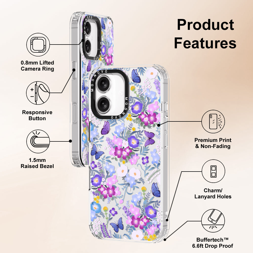 Purple Peri Nemophila Flower Phone Case - iPhone 16 Case - MOSNOVO