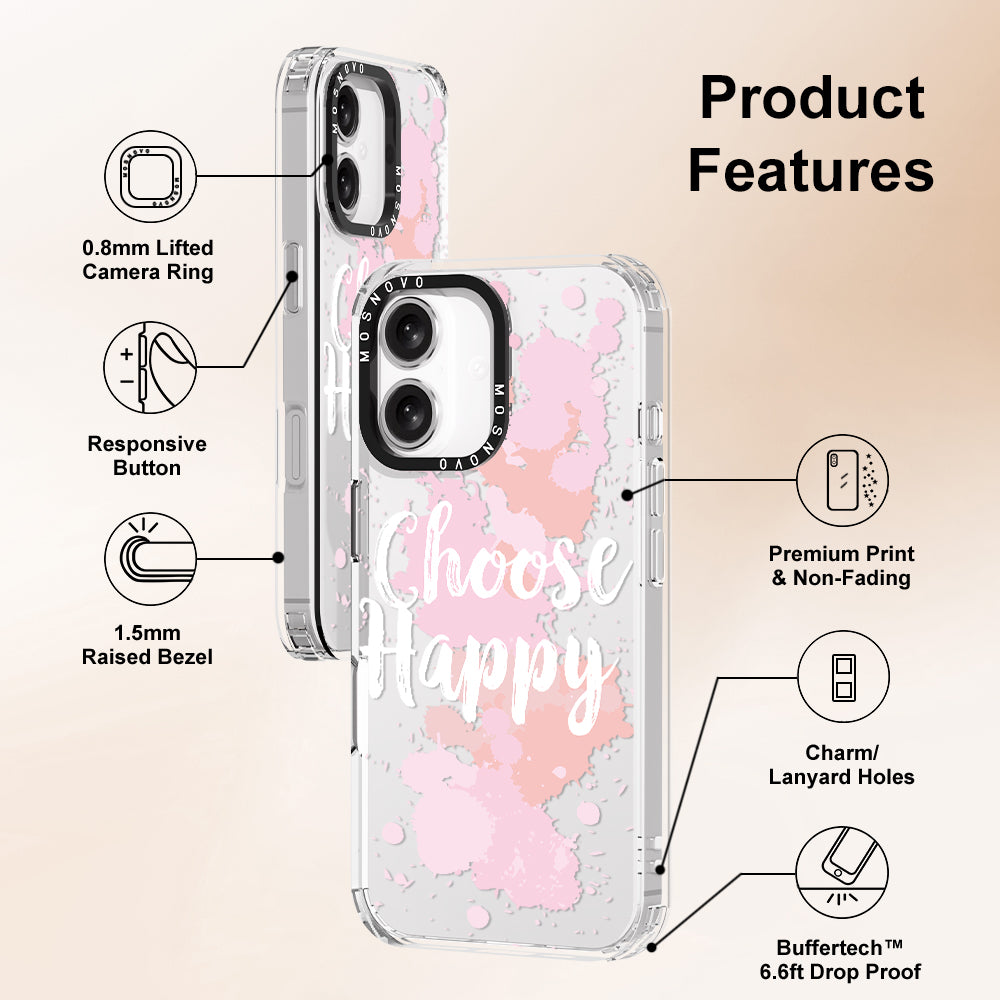 Choose Happy Phone Case - iPhone 16 Plus Case - MOSNOVO