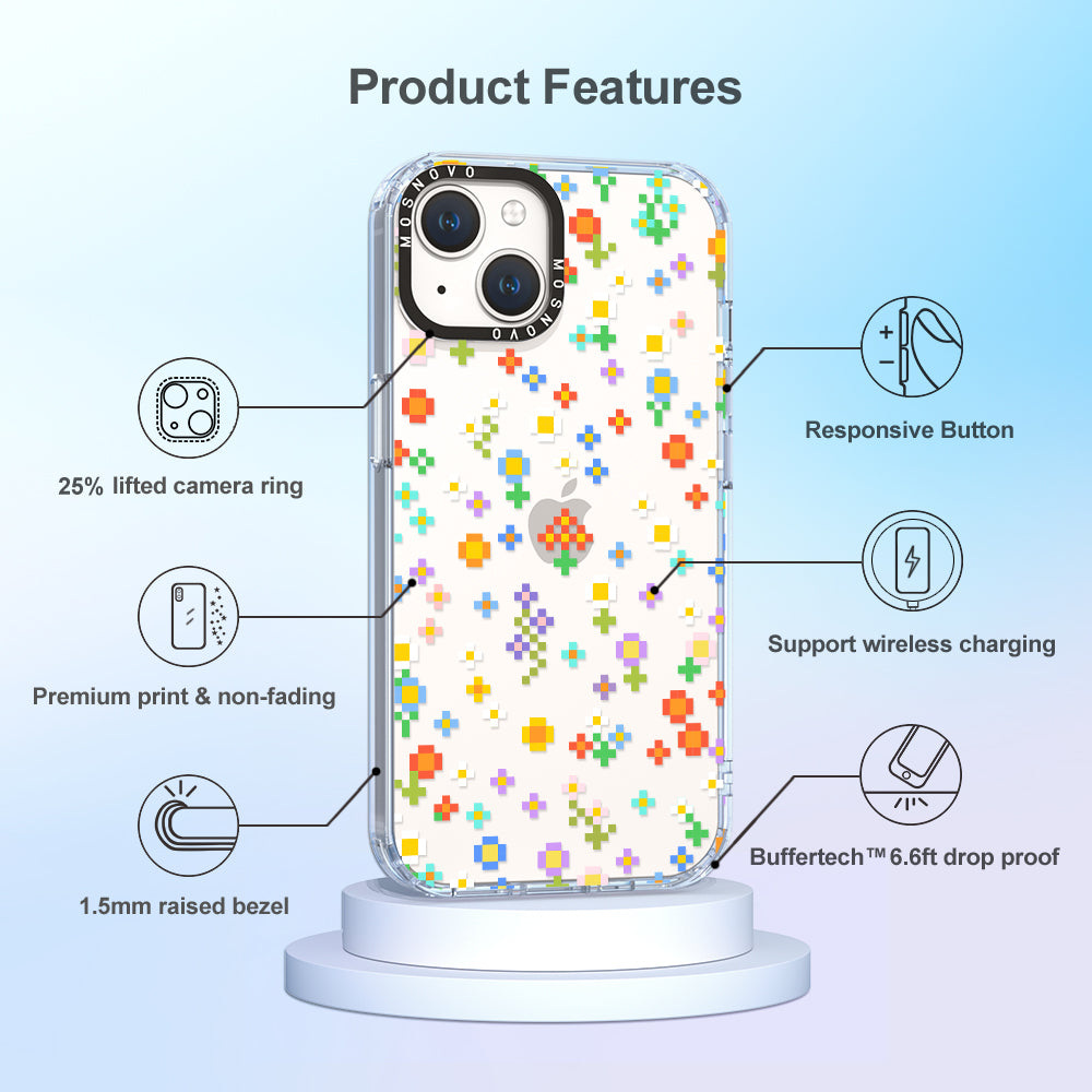 Pixel-Floral Phone Case - iPhone 14 Case