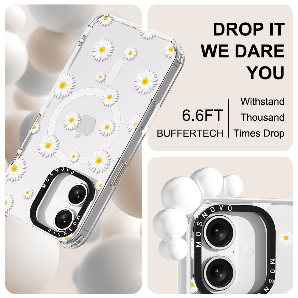 White Daisy Phone Case - iPhone 16 Plus Case - MOSNOVO