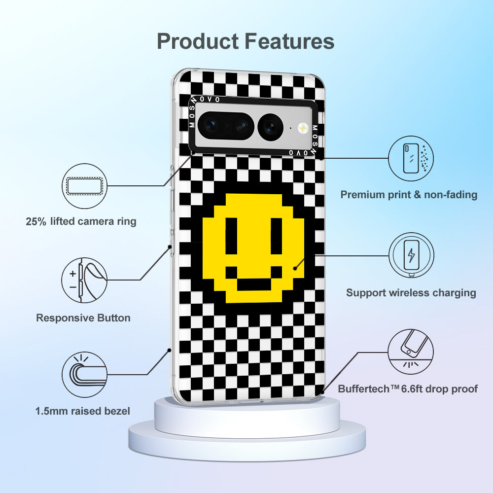 Smile Checkered Phone Case - Google Pixel 7 Pro Case