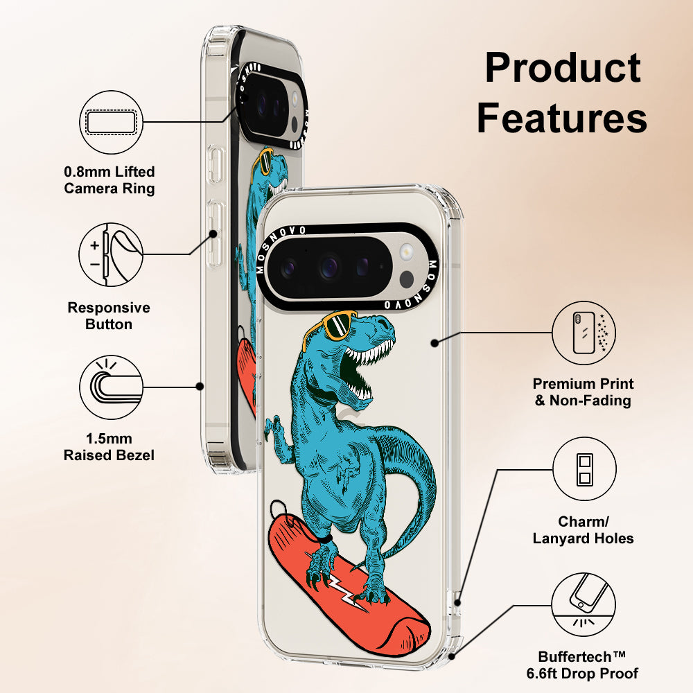 Surfing Dinosaur Phone Case - Google Pixel 9 Pro XL Case