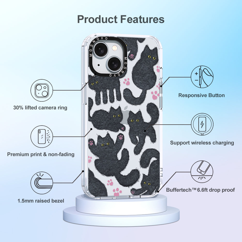 Black Furry Cat Phone Case - iPhone 15 Plus Case