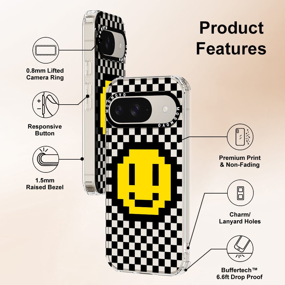 Smile Checkered Phone Case - Google Pixel 9 Case