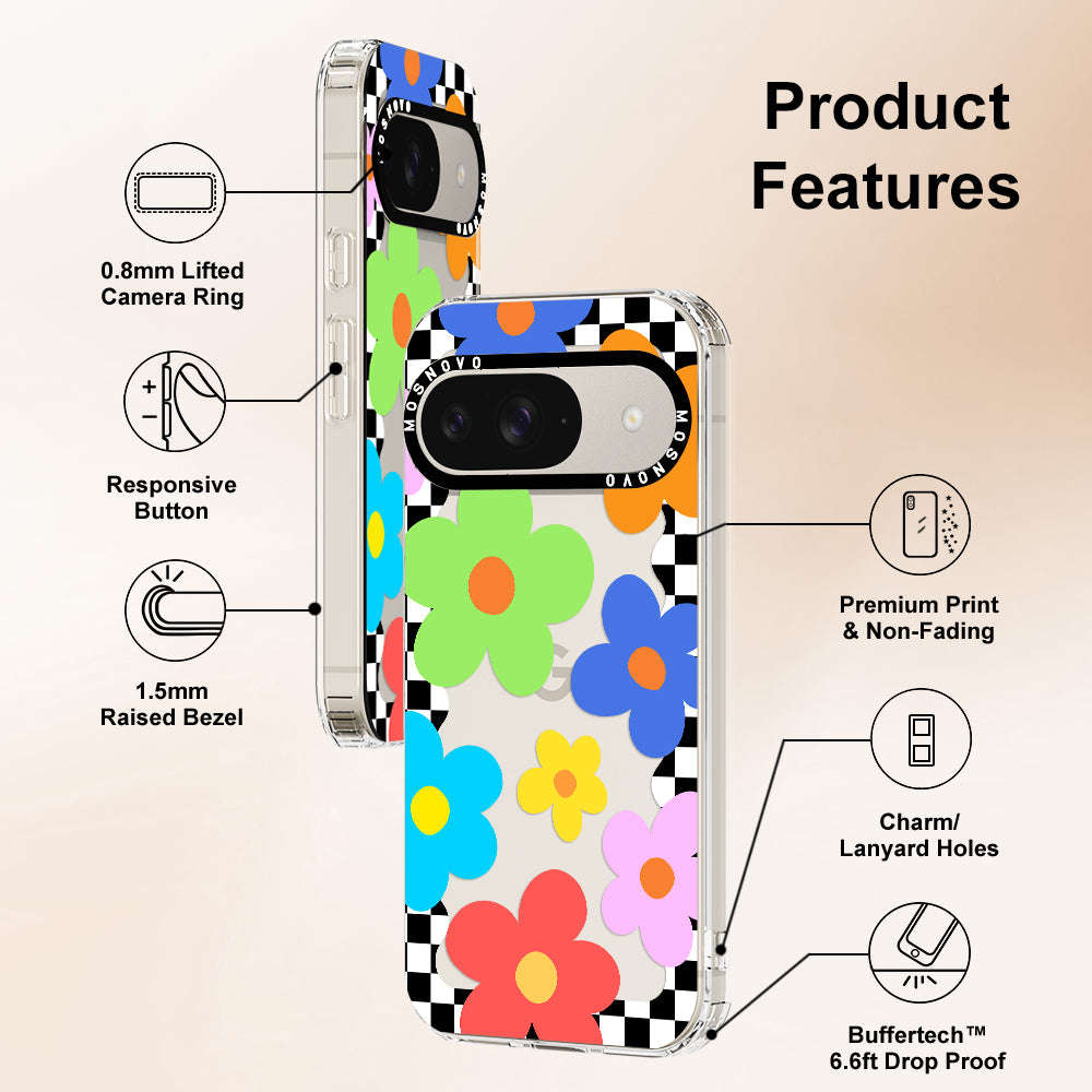 60's Checkered Floral Phone Case - Google Pixel 9 Case