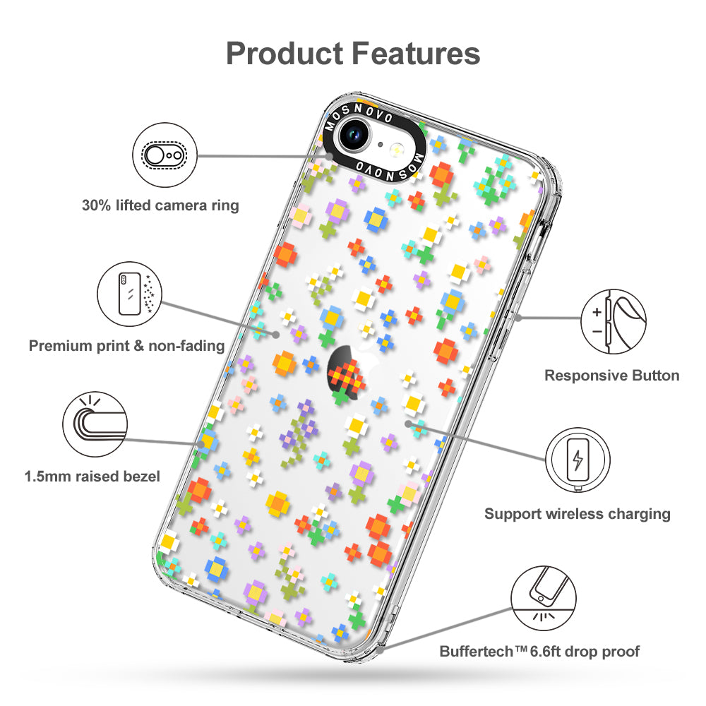 Pixel-Floral Phone Case - iPhone SE 2022 Case