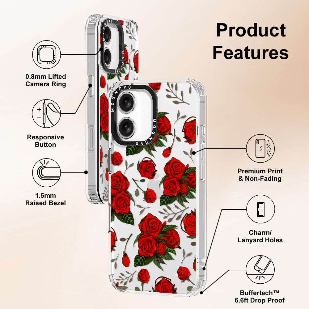 Simply Red Roses Phone Case - iPhone 16 Plus Case - MOSNOVO