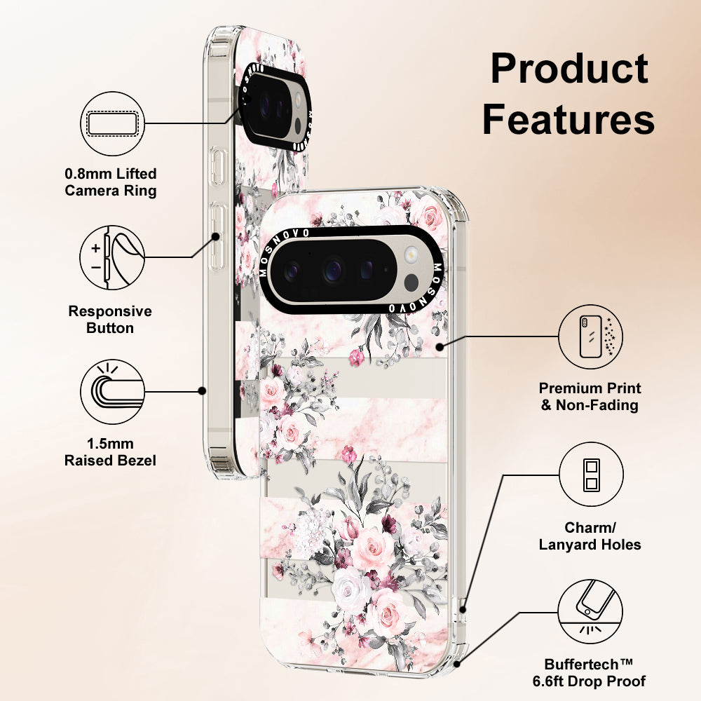 Pink Flower Marble Phone Case - Google Pixel 9 Pro XL Case