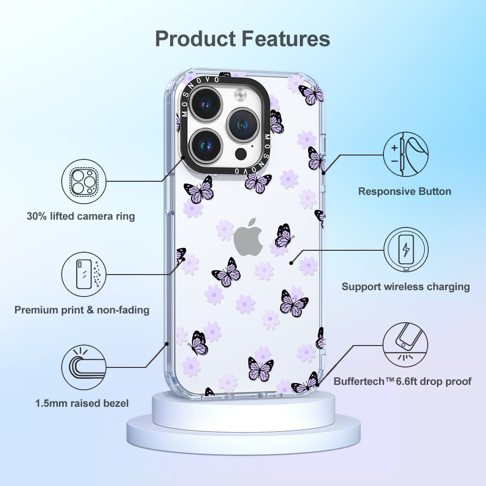 Lilac Butterfly Phone Case - iPhone 14 Pro Case