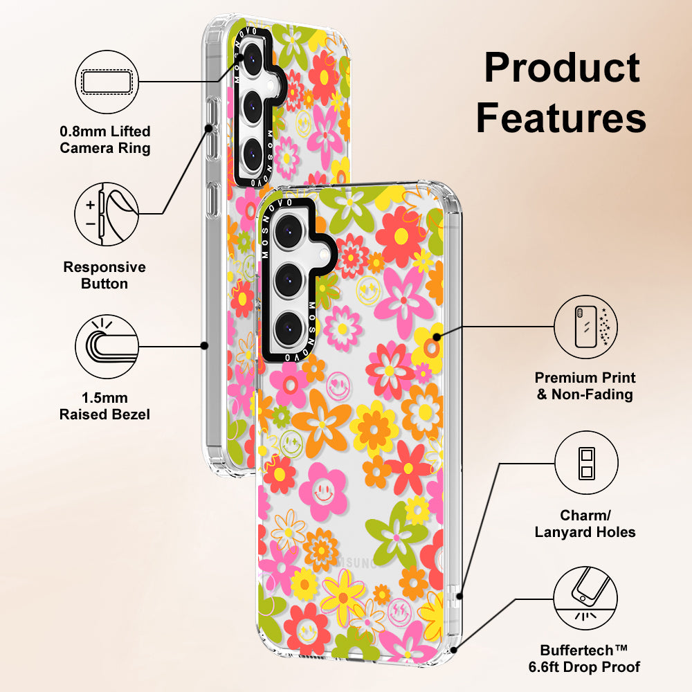 70's Groovy Floral Phone Case - Samsung Galaxy S24 FE Case - MOSNOVO