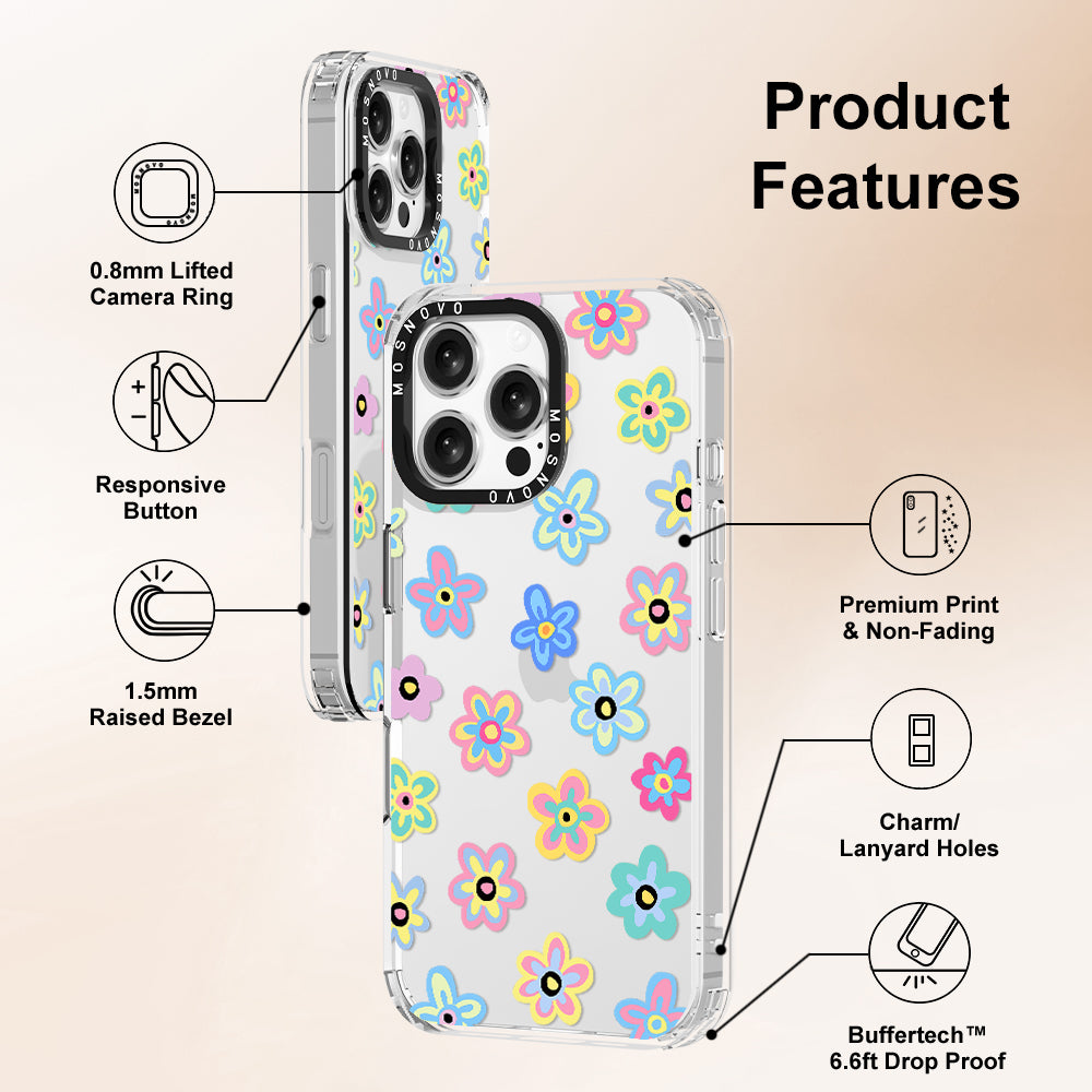 Groovy Flower Phone Case - iPhone 16 Pro Max Case Clear