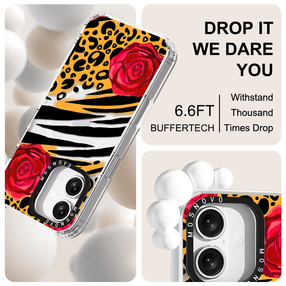 Wild Floral Leopard Phone Case - iPhone 16 Case - MOSNOVO