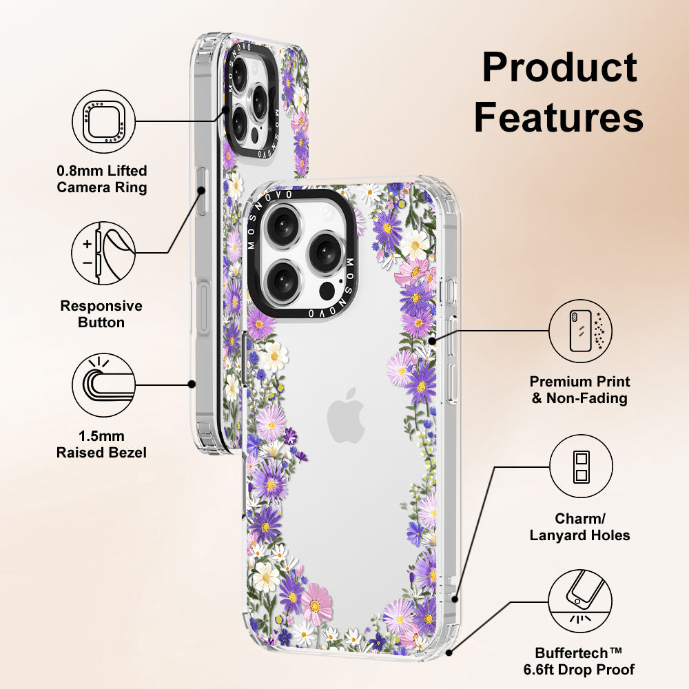 Purple Daisy Garden Phone Case - iPhone 16 Pro Max Case - MOSNOVO