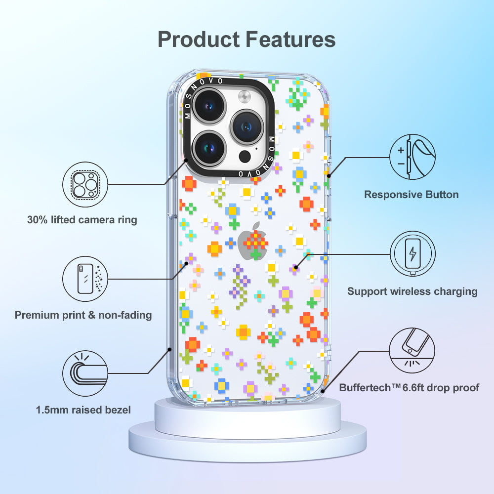 Pixel-Floral Phone Case - iPhone 14 Pro Case