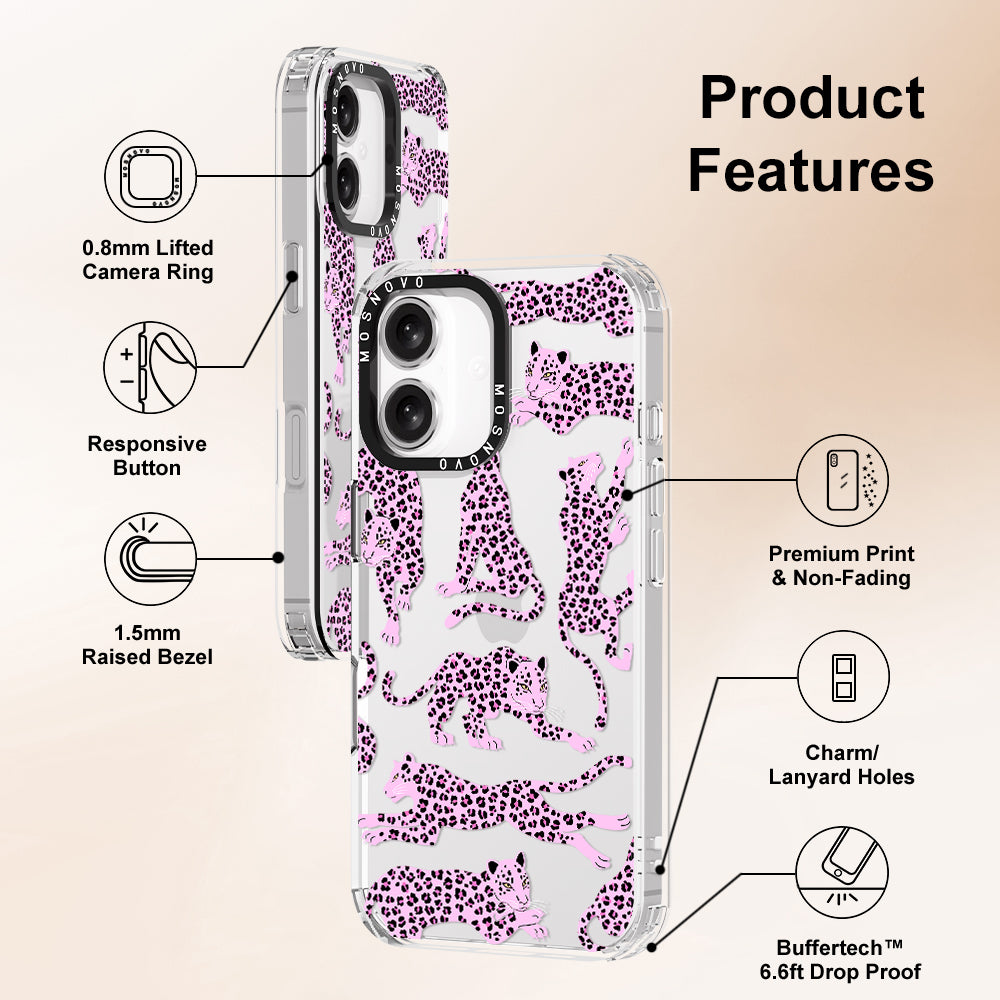 Pink Leopard Phone Case - iPhone 16 Plus Case - MOSNOVO