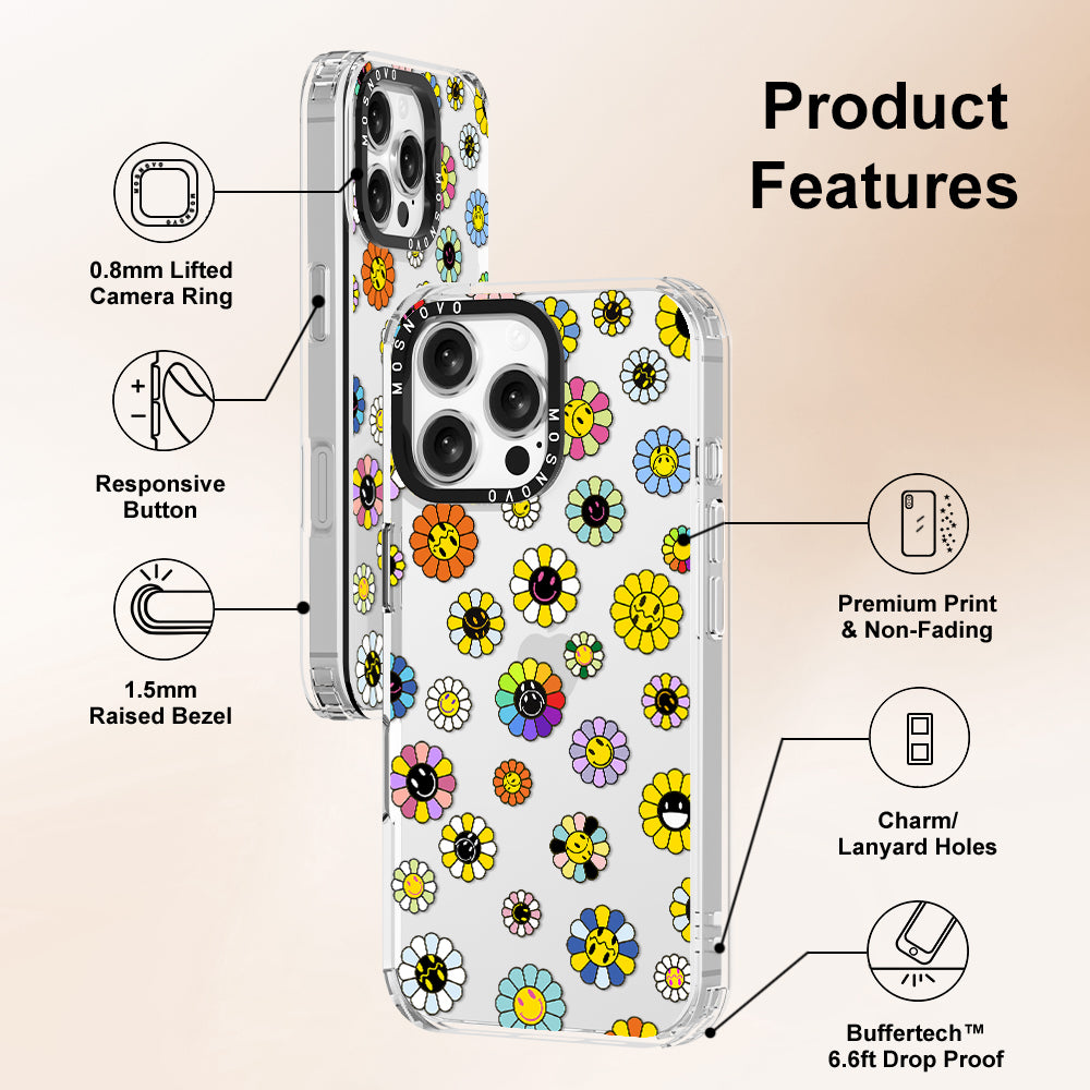 Flower Smiley Face Phone Case - iPhone 16 Pro Max Case - MOSNOVO