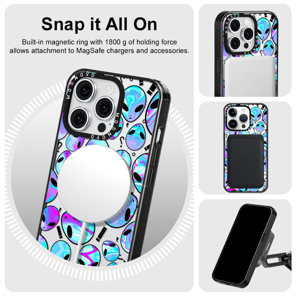 Alien Phone Case - iPhone 14 Pro Case Clear Black ShockStone With MagSafe