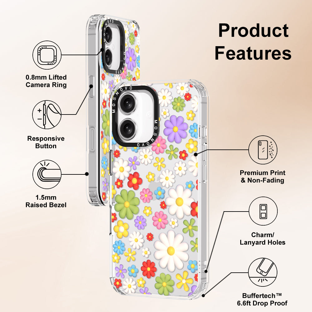 3D Flowers Phone Case - iPhone 16 Plus Case - MOSNOVO