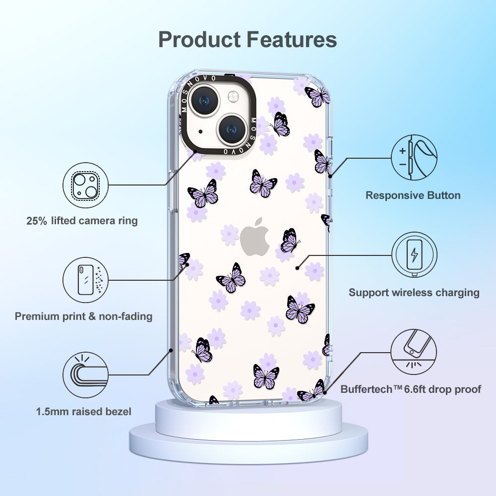 Lilac Butterfly Phone Case - iPhone 14 Plus Case