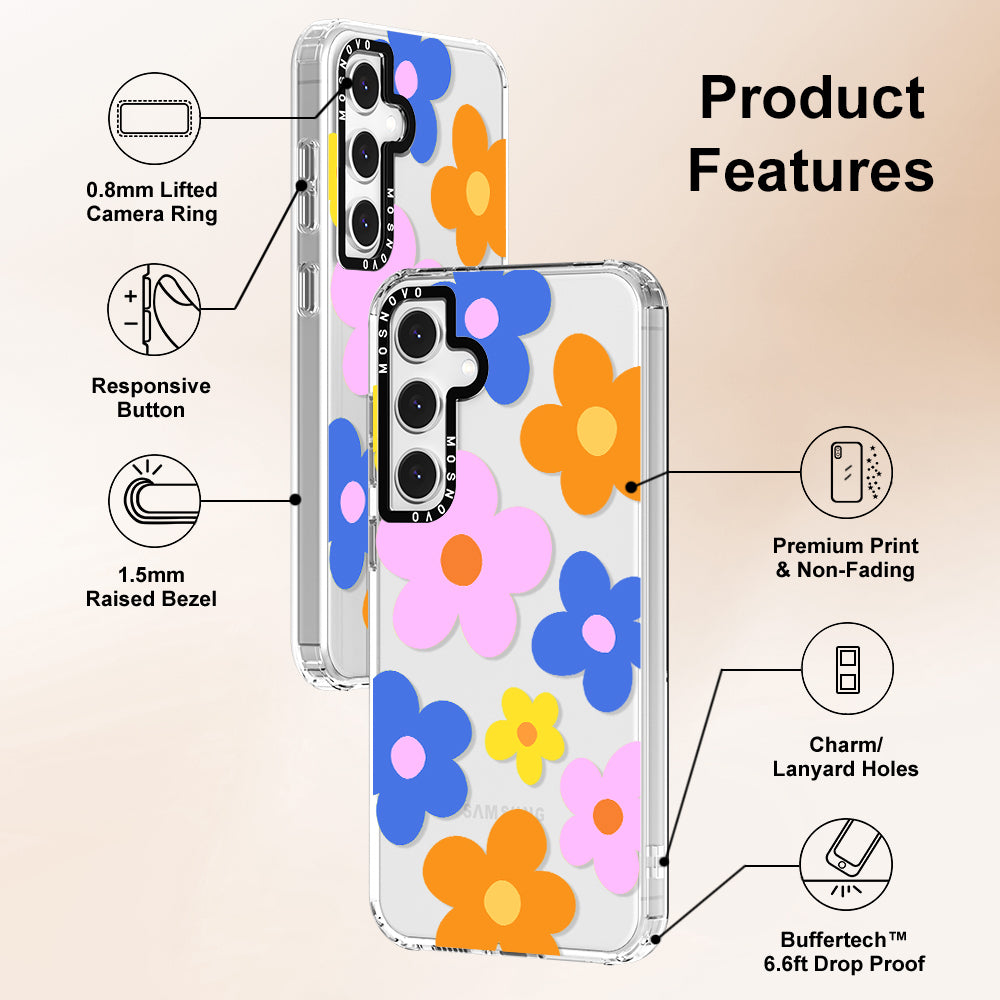 60's Groovy Flower Phone Case - Samsung Galaxy S24 FE Case - MOSNOVO