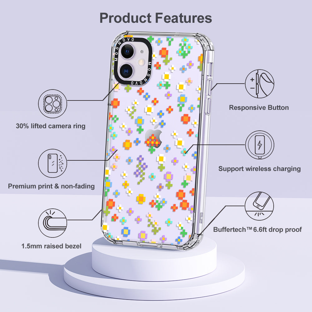 Pixel-Floral Phone Case - iPhone 11 Case