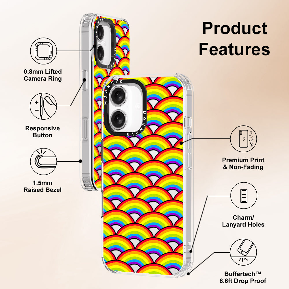 Rainbow Waves Phone Case - iPhone 16 Plus Case - MOSNOVO