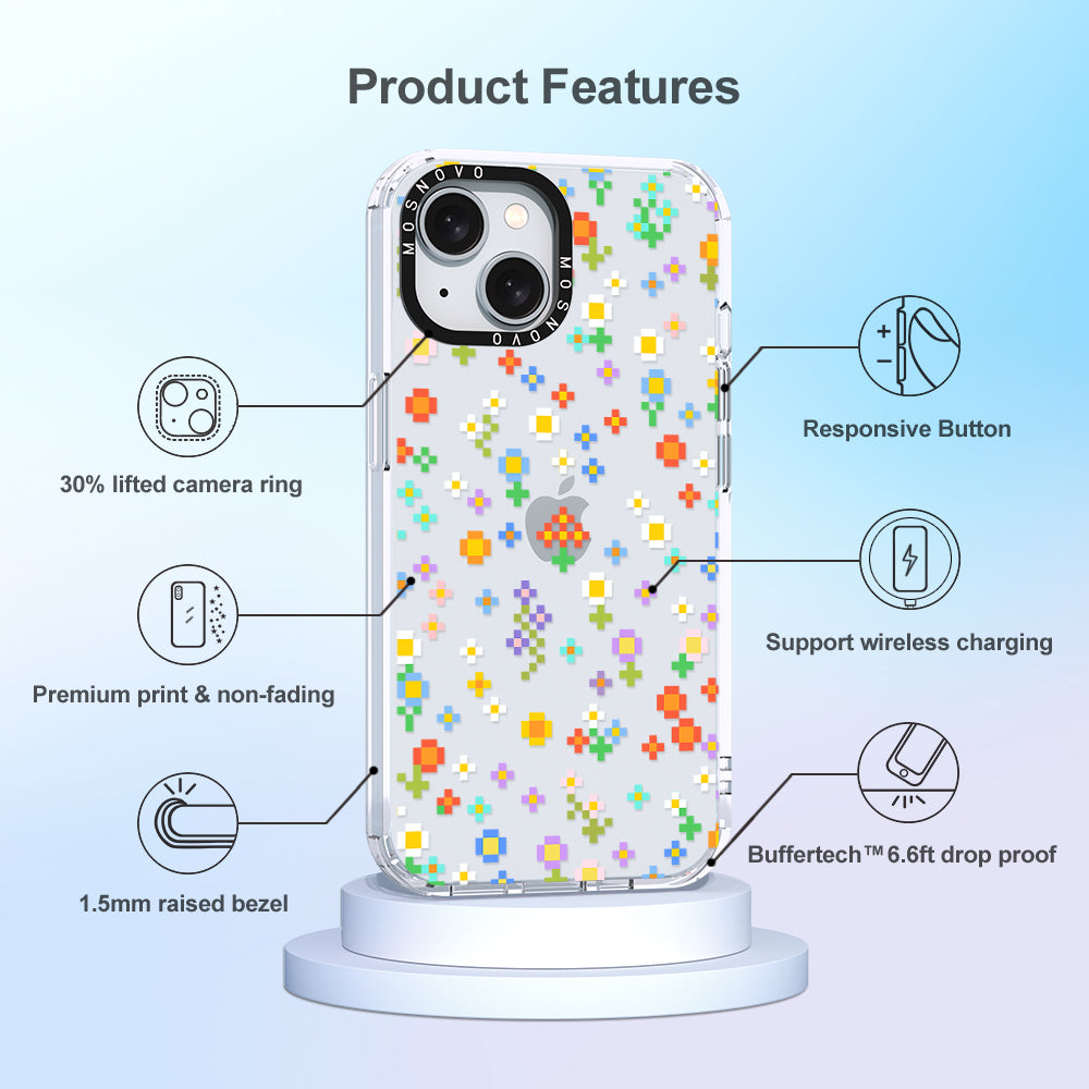 Pixel-Floral Phone Case - iPhone 15 Case