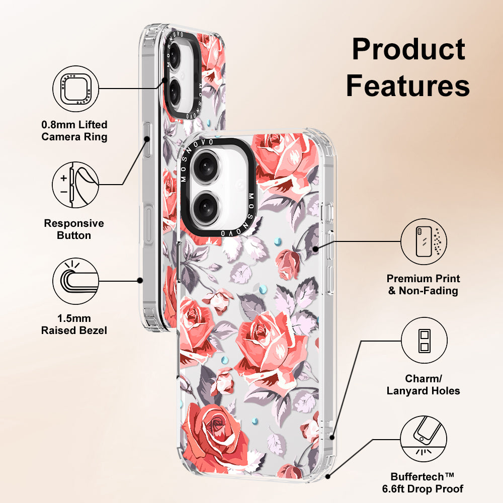 Retro Flower Roses Phone Case - iPhone 16 Plus Case - MOSNOVO