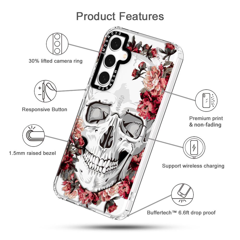 Red Flower Skull Phone Case - Samsung Galaxy S23 FE Case