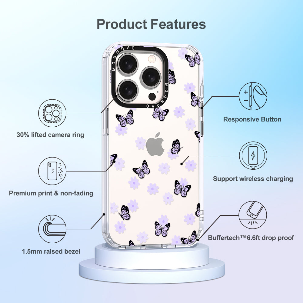 Lilac Butterfly Phone Case - iPhone 15 Pro Case