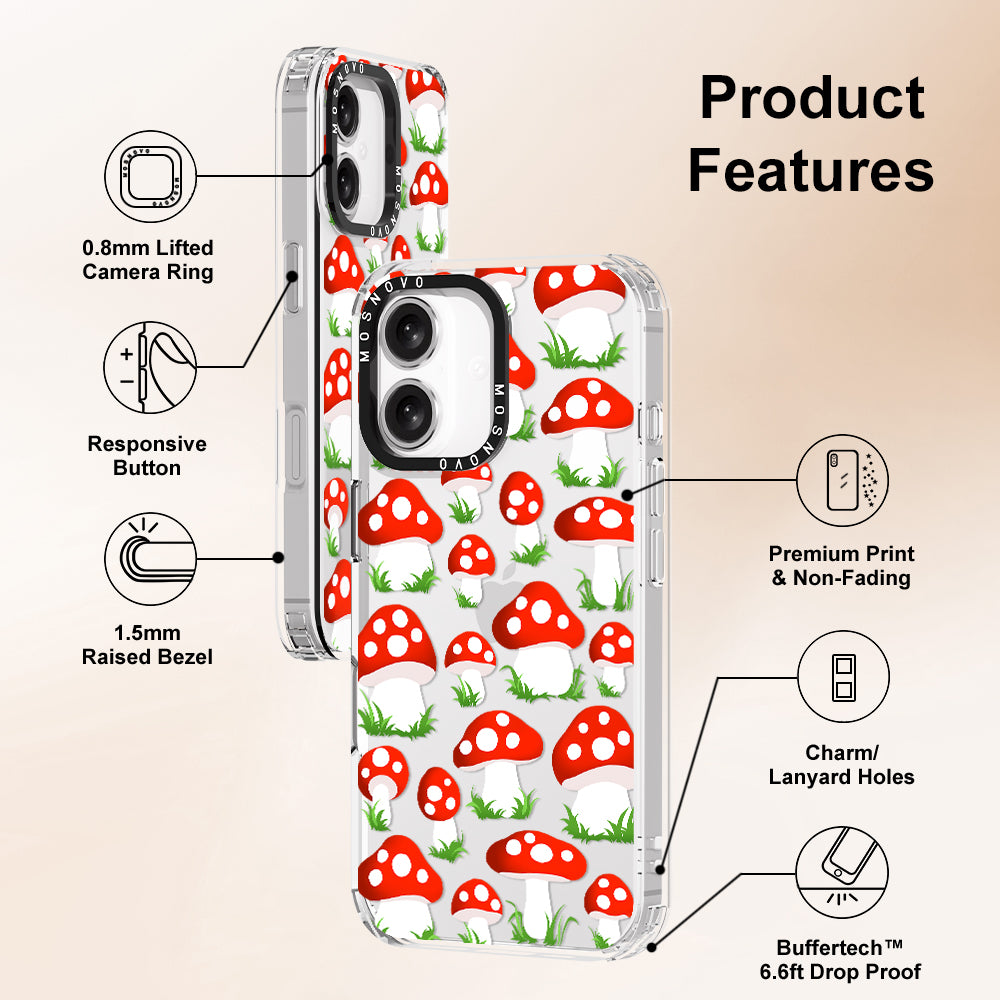 Cute Mushroom Phone Case - iPhone 16 Plus Case - MOSNOVO